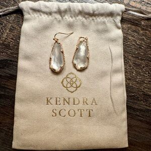 Kendra Scott Gold Drop Earrings with Clear Pear-Shaped Stones